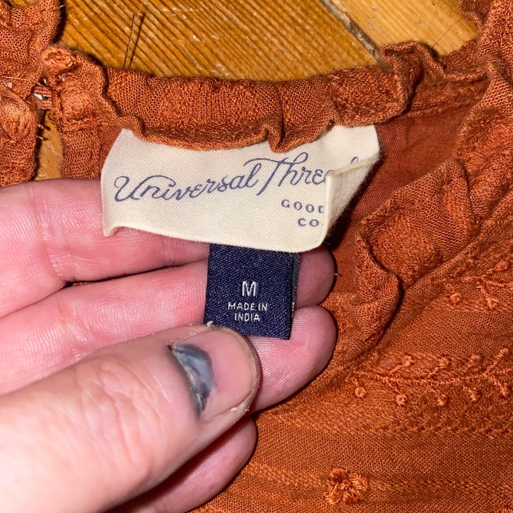 Universal Thread Rusty Orange Brown Ruffle Puff S… - image 5